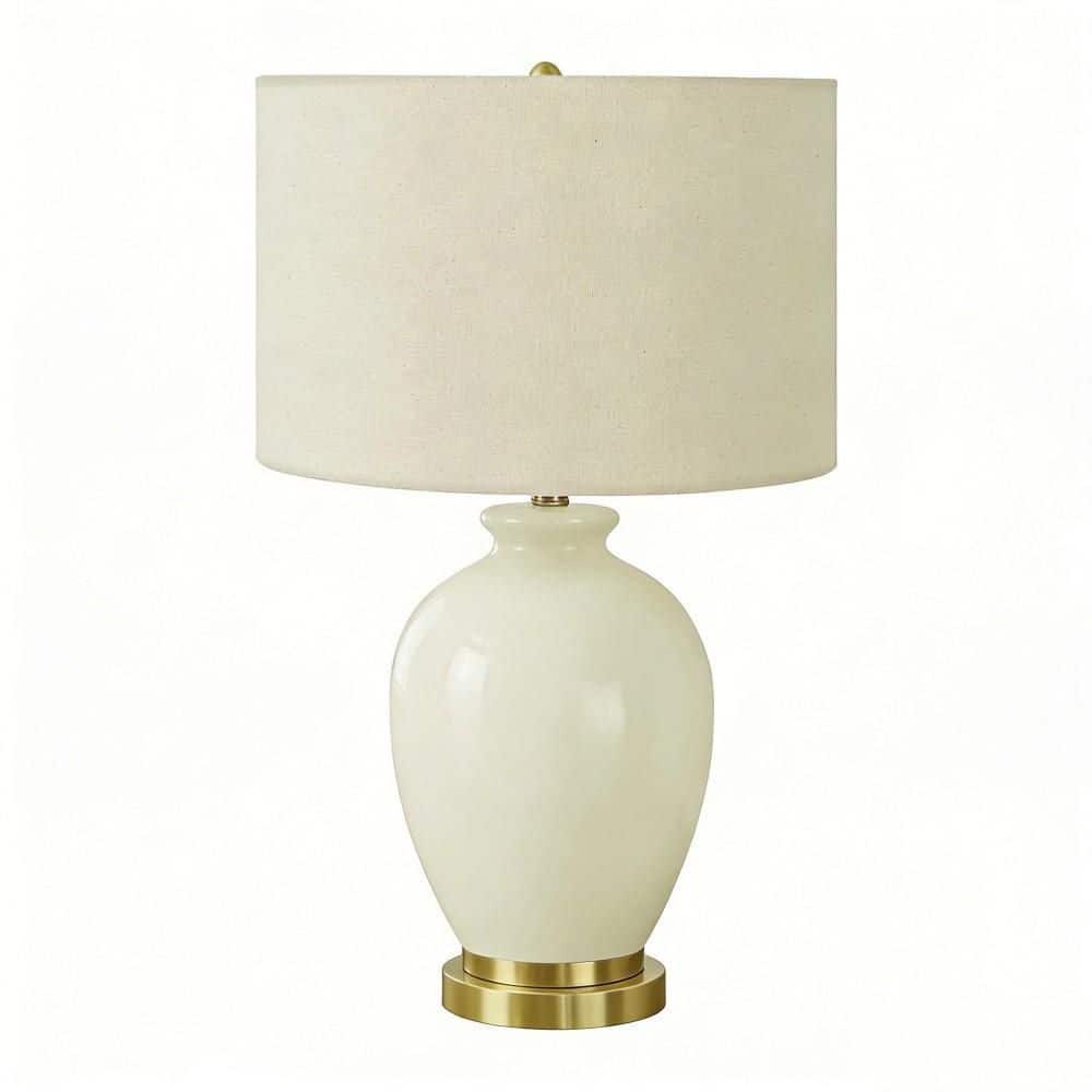 26 in. White Ceramic Transitional Table Lamp with Vase-Shaped Base and Ivory Linen Drum Shade for Living Room, Bedroom price history on PriceWatchPro