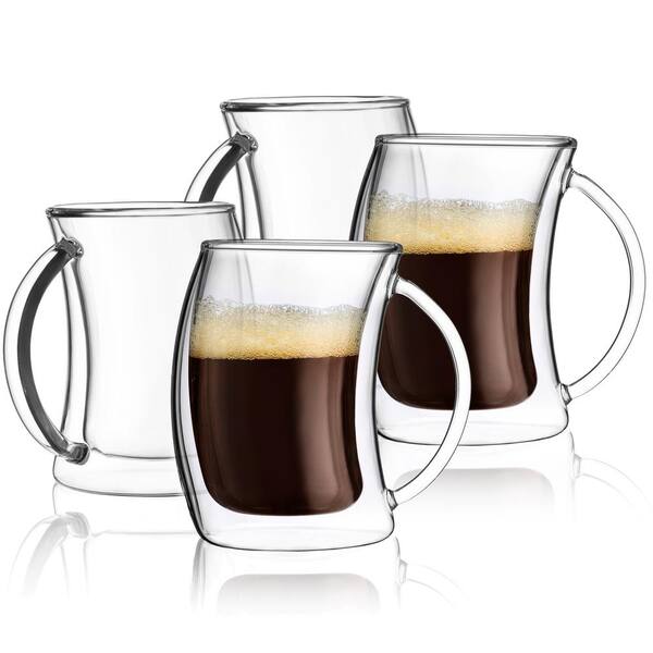 JoyJolt 5 oz. Caleo Double Wall Glass Insulated Coffee Mug (Set of