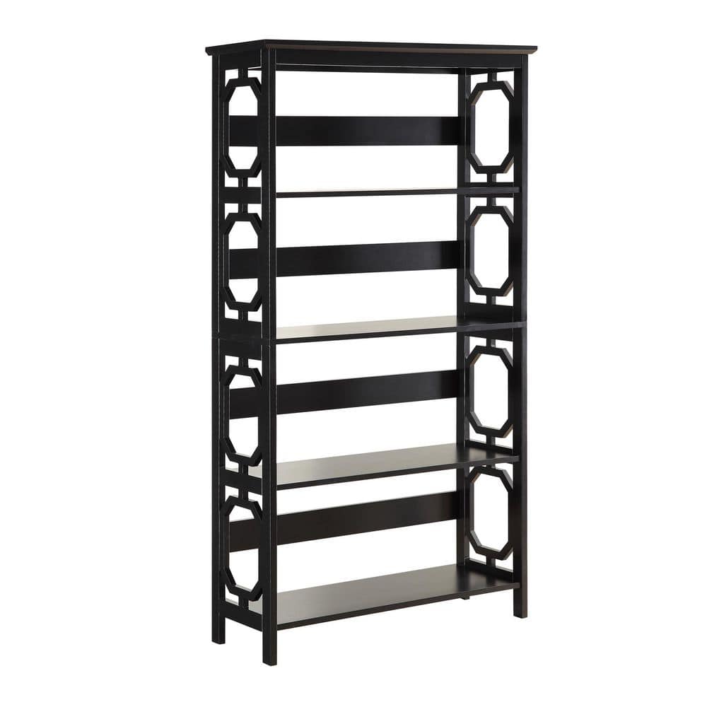 Omega Black Wood Five-Tier Bookcase
