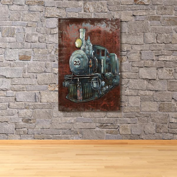 Empire Art Direct "Train" Mixed Media Iron Hand Painted Dimensional Wall Decor