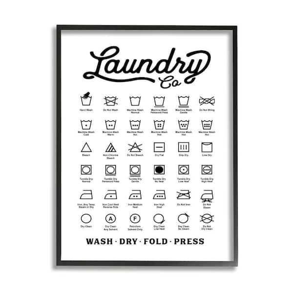 "Vintage Laundry Co Washing Chart Helpful Guide" by Lettered and Lined Framed Country Wall Art Print 16 in. x 20 in.