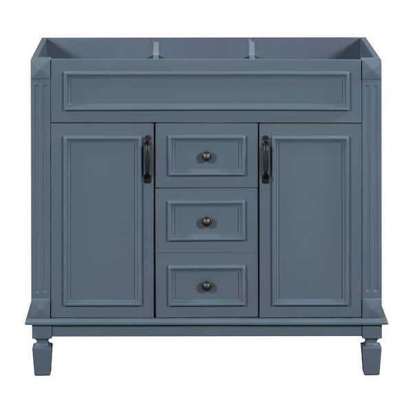 36 in. Bath Vanity Cabinet without Top in Blue Unassembled