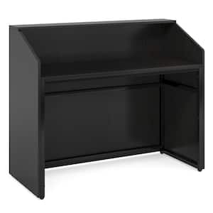 Moronia 47 in. Rectangular Black Particle Board Computer Desk Front Desk Reception Room Table with Cable Grommet
