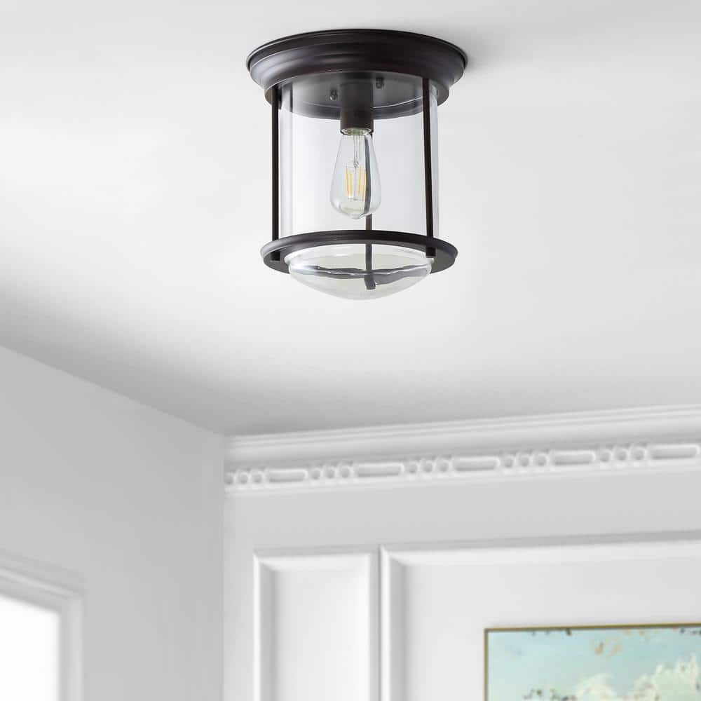 Harbor-Inspired 10.25" Oil Rubbed Bronze Glass LED Ceiling Light