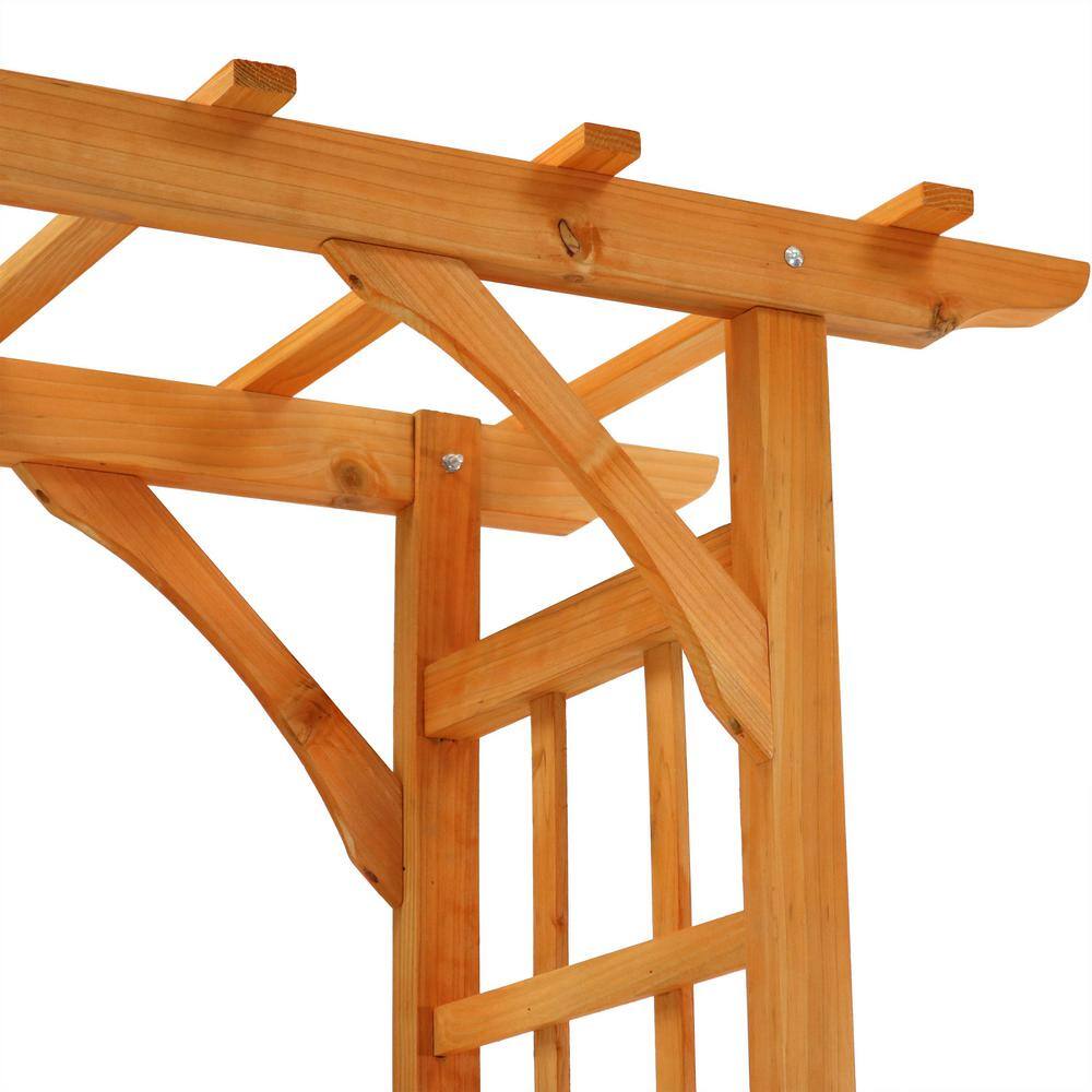 Sunnydaze 78.5" Brown Wooden Garden Arbor with Trellis Sides