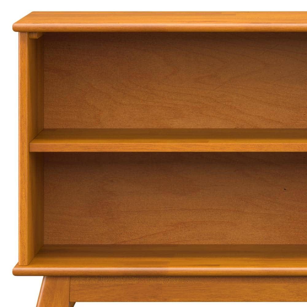 Teak Brown Lacquered Rubberwood Mid-Century Modern 4-Shelf Bookcase