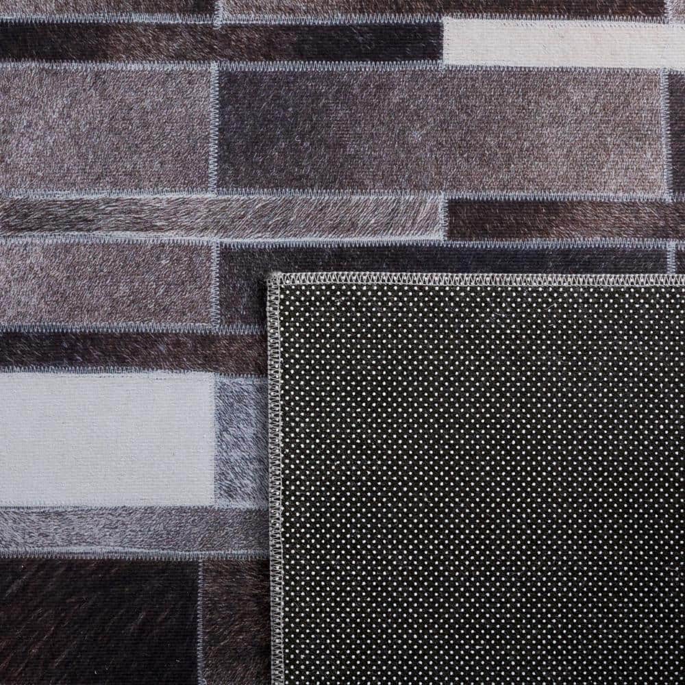 Gray Faux Fur Rectangular Washable Area Rug