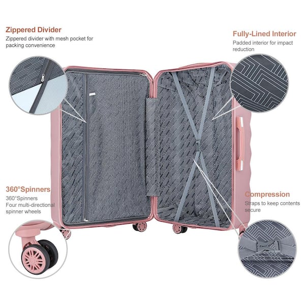 HIKOLAYAE Softside Expandable Luggage Set with TSA Lock and 8-Wheel Spinner  in Cute Pink, 3-Piece P518-TSA-PRD-3 - The Home Depot