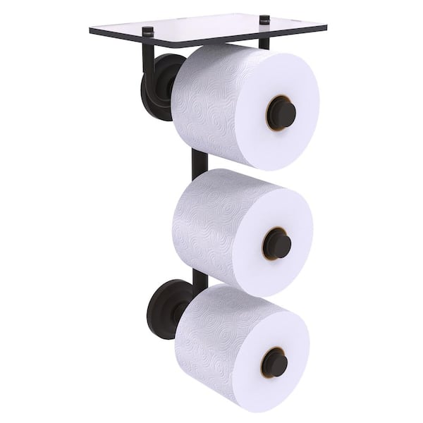 Allied Brass Que New Collection Wall Mounted Toilet Paper Holder in Oil Rubbed Bronze with Glass Shelf