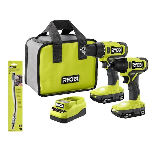 ONE+ 18V Cordless 2-Tool Combo Kit with Drill/Driver, Impact Driver, (2) Batteries, Charger, and 11 in. Bit Holder