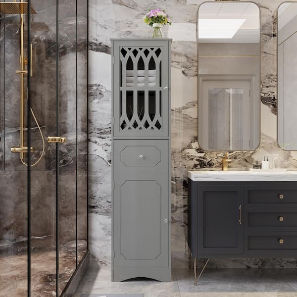 Tall Freestanding Bathroom Storage Cabinet With Drawers And