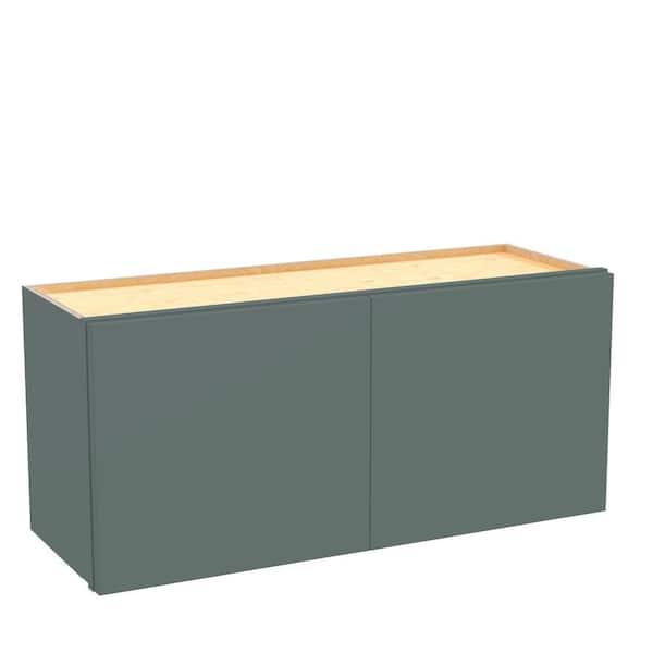 Hargrove 36 in. W x 12 in. D x 15 in. H Assembled Plywood Wall Bridge Kitchen Cabinet in Verdant Green with Soft Close