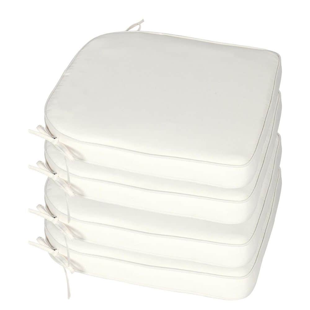 20 in. x 19 in. Rectangle Updated Fabric Outdoor Dining Chair Seat Cushion Pads w/Tie and Zipper in Ivory White (4-Pack) price history on PriceWatchPro