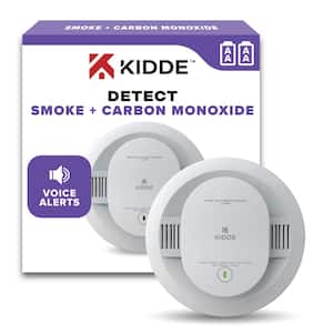 Battery Powered Combination Smoke and Carbon Monoxide Detector with Alarm LED Warning Lights and Voice Alerts