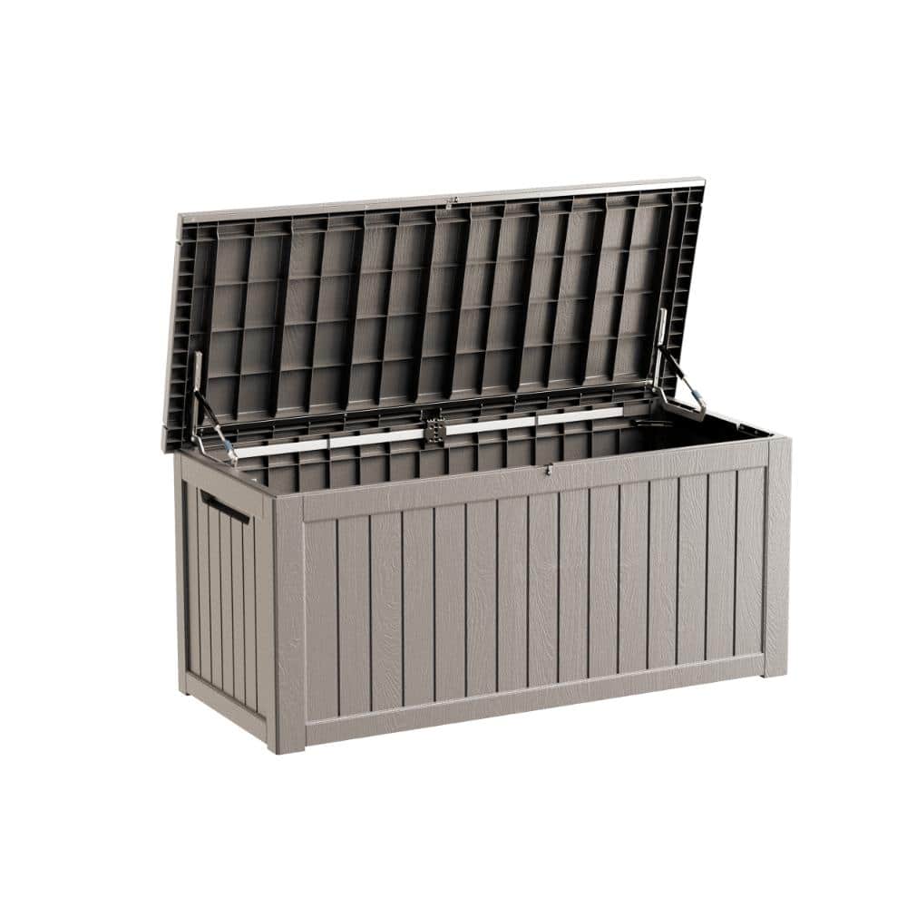 270 Gallon Lockable Resin Deck Box Waterproof Outdoor Storage for Patio Furniture Garden Tools and Equipment