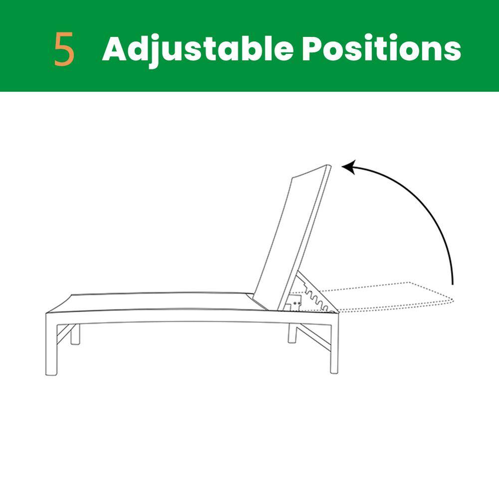 Brown Aluminum Adjustable Outdoor Chaise Lounge Set of 2