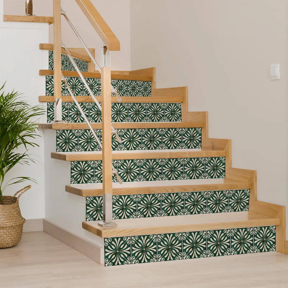 Dark Green and Beige 12x12-inch Vinyl Peel and Stick Mosaic Tile Set