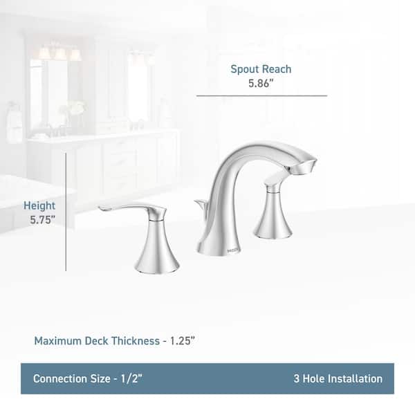 Details about   MOEN Essie 8 in Widespread 2-Handle Bathroom Faucet in Chrome 