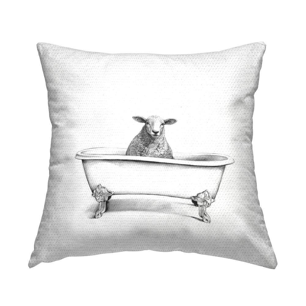 Wooly Sheep in Bathtub Farm Animal Portrait Black Square Outdoor Throw Pillow price history on PriceWatchPro