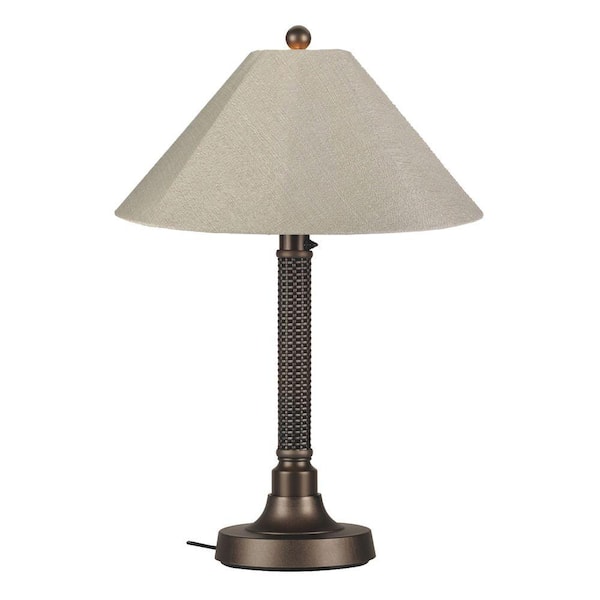 Bahama Weave 34 in. Bronze Table Lamp with Antique Beige Linen Shade Small