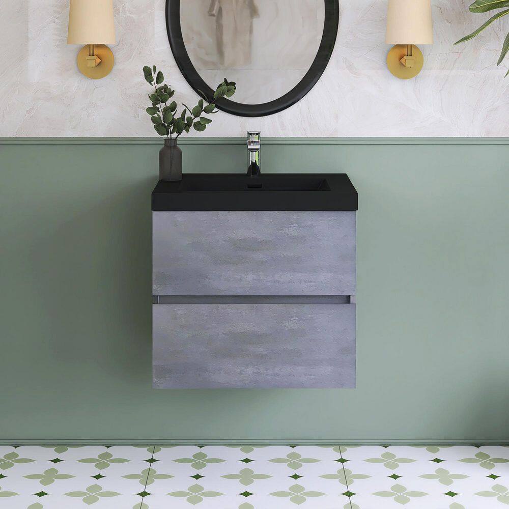 23.62 in. W x 19.7 in. D x 22.5 in. H Single Sink Wall Mounted Bath Vanity in Grey with Black Quartz Sand Top price history on PriceWatchPro