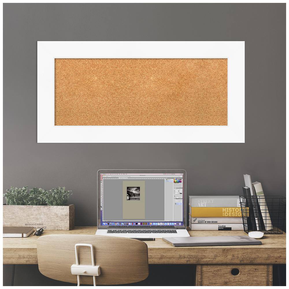 Amanti Art White Framed Natural Cork Bulletin Board