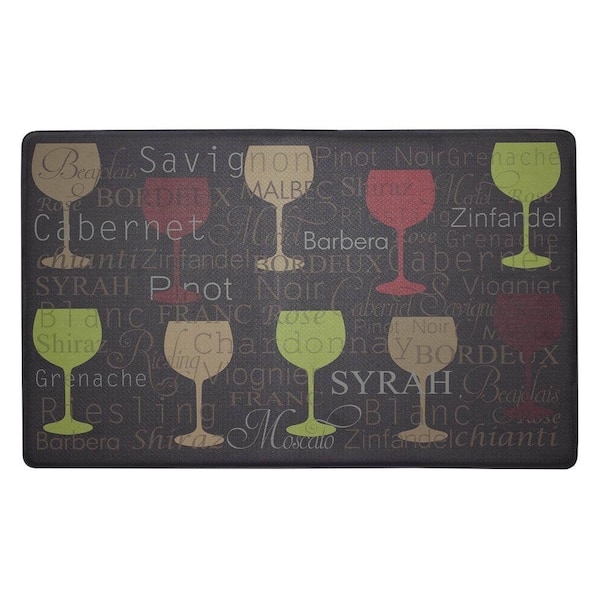 Chef Gear Wine Glasses 18 in. x 30 in. Anti-Fatigue Gelness Kitchen Mat