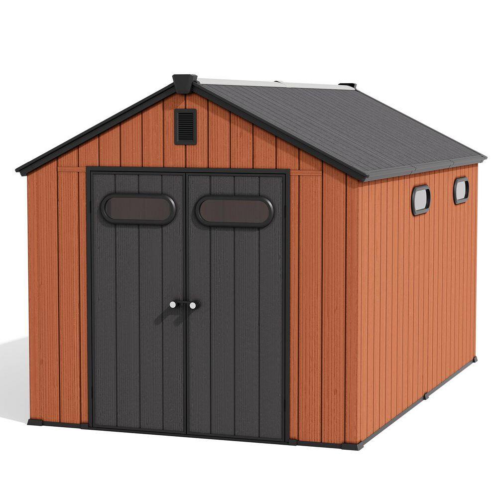 8 ft. W x 12 ft. D Outdoor Resin Storage Shed in Brown Plastic Resin Tool Shed with Floor and Lockable Door (96 sq. ft.) price history on PriceWatchPro