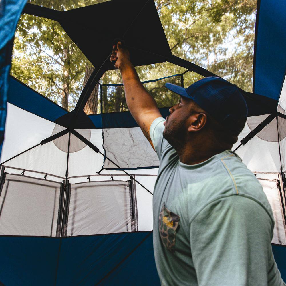 Deep Blue 3-Person Waterproof Camping Tent with Carry Bag