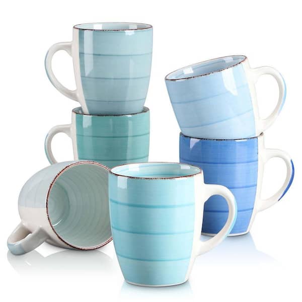 MALACASA 12 oz. Multi-Blue Stoneware Coffee Mugs (Set of 6) Tea Cup Coffee  Mug for Tea Coffee Milk Hot Drinks VC-BONITA-BBZ