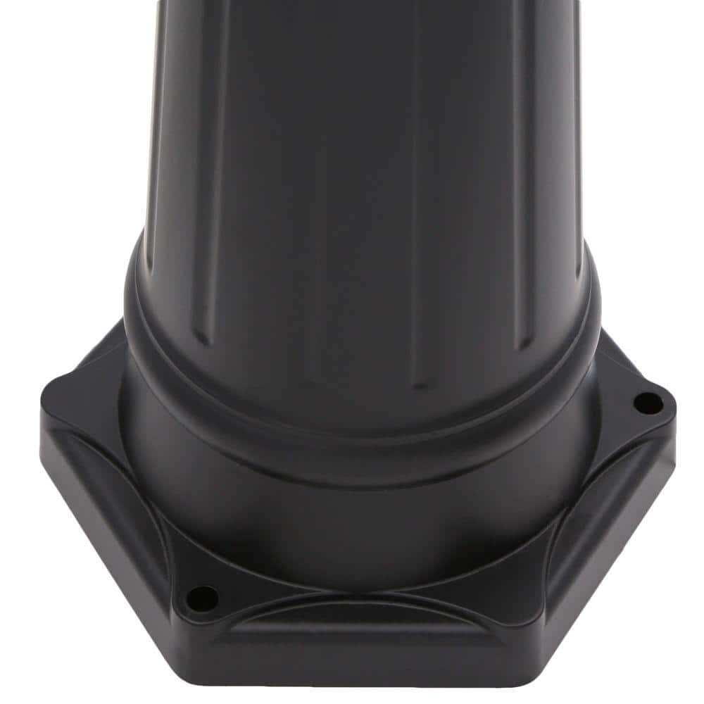 Havana Elegance 3-Light Matte Black Outdoor Post Lantern with Frosted Acrylic Globe