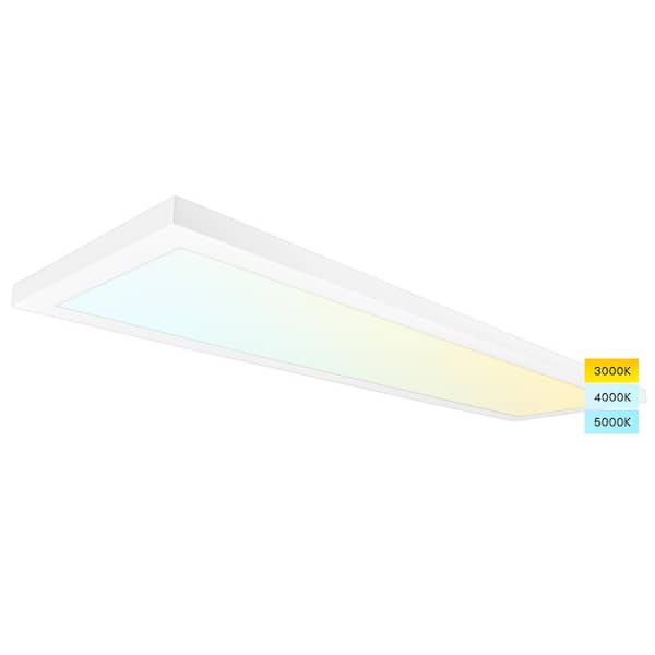 LUXRITE 12 in. x 48 in. 4000 Lumens Selectable LED Panel Light 40-Watt 3 Color Options Flush Mount Damp Rated UL-Listed (2-Pack)