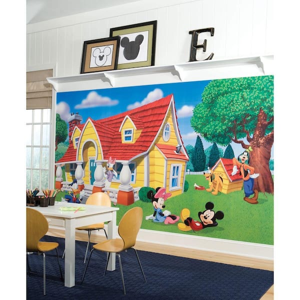RoomMates Mickey & Friends Chair Rail Prepasted Mural 6 ft. x 10.5 ft. Ultra-strippable Wall Applique US/MEXICO/