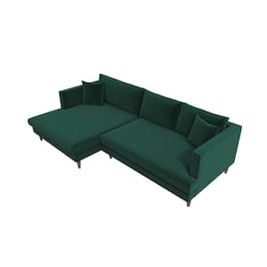 Desire 107 in. W Square Arm 2-Piece L-Shaped Velvet Living Room Left Facing Corner Sectional Sofa in Green (Seats 4)