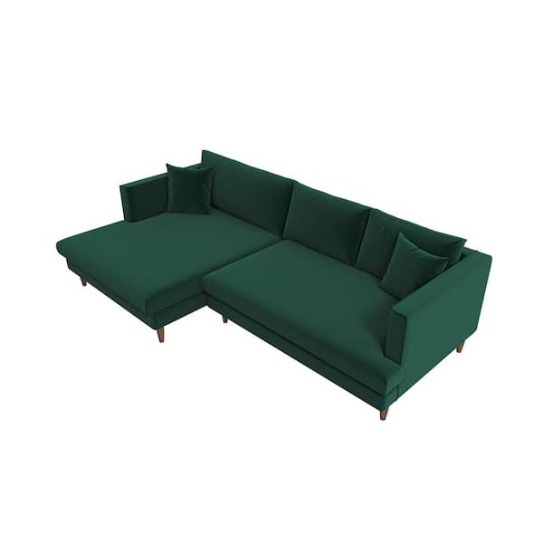 Ashcroft Furniture Co Desire 107 in. W Square Arm 2-Piece L-Shaped Velvet Living Room Left Facing Corner Sectional Sofa in Green (Seats 4)