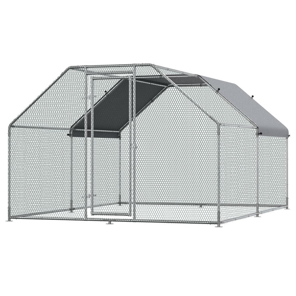 PawHut Silver Galvanized Metal 0.002-Acre In-Ground Walk-in Chicken ...