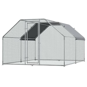 Silver Galvanized Metal 0.002-Acre In-Ground Walk-in Chicken Coop Cage with Cover