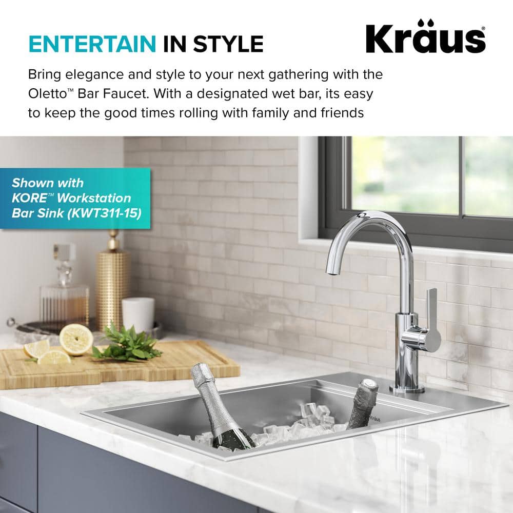 Chrome Single Handle Kitchen Bar Faucet with Pull-out Spray