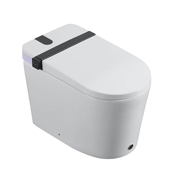 Smart Bidet Toilet 1.28 GPF Single Flush Built-in Round Shape White Seat