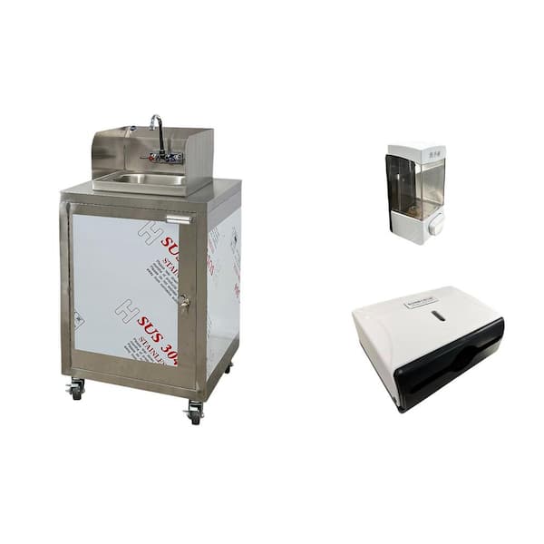 24 in. x 22-in. Stainless Steel 1-Basin Portable Sink Hand Wash Station Sink in Stainless