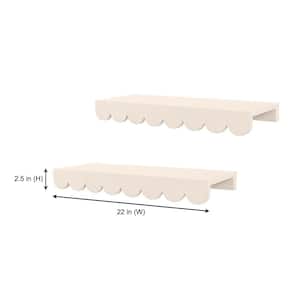 Scalloped White Wood Floating Wall Shelves (Set of 2)