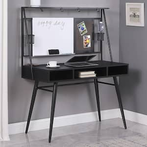 Jessie 46.5 in. Black and Gunmetal Writing Desk with USB Ports and White Board