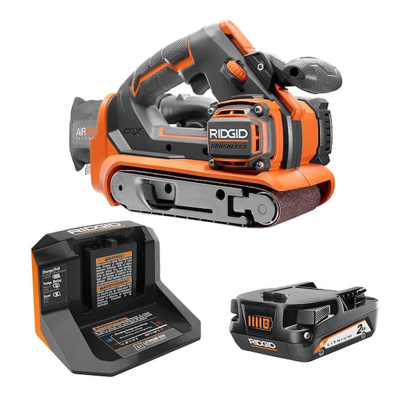 RIDGID 18V Brushless Cordless 3 in. x 18 in. Belt Sander Kit with (1) 2.0 Ah Battery and Charger