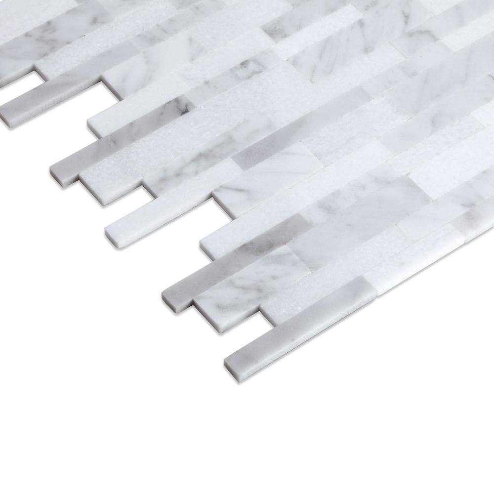 Gray Agate White and Gray Peel and Stick Stone Wall Mosaic Tile