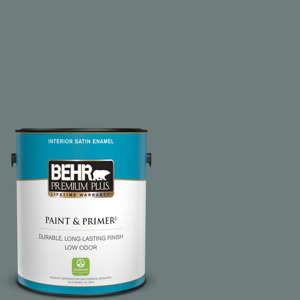BEHR PREMIUM PLUS 1 gal. N4405 Coney Island Satin Enamel Low Odor