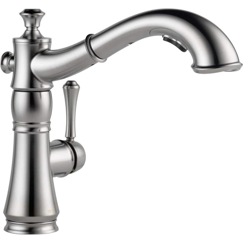 Delta Cassidy Arctic Stainless 1-Handle Deck-Mount Pull-Out Handle Kitchen Faucet Delta Cassidy Arctic Stainless 1-Handle Deck-Mount Pull-Out Handle Kitchen Faucet
