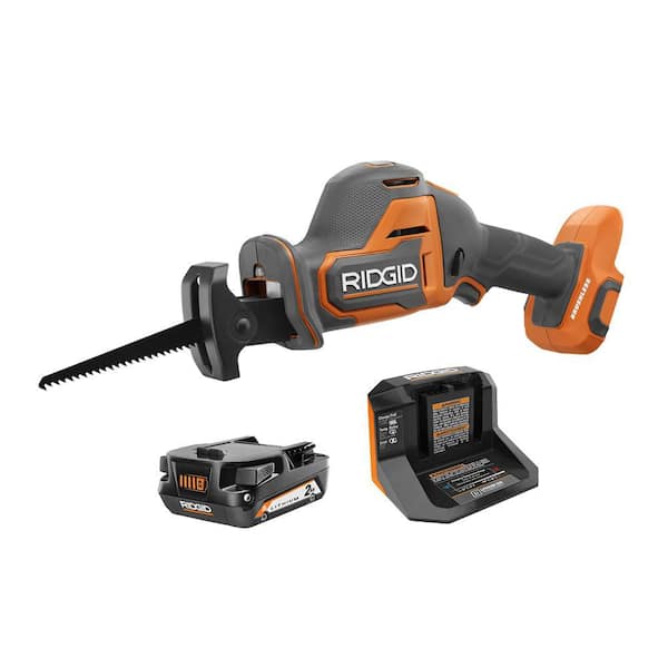 RIDGID 18V SubCompact Brushless Cordless One-Handed Reciprocating Saw Kit with 2.0 Ah Battery and Charger