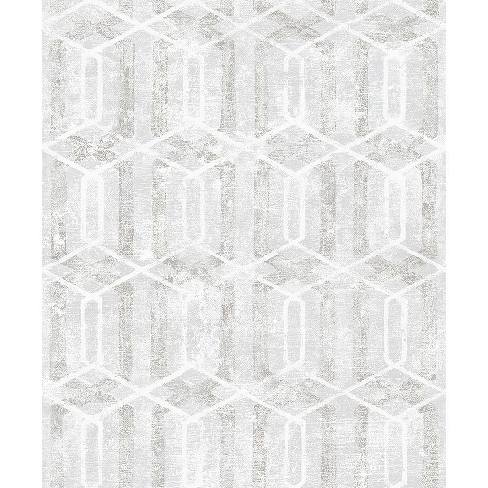 Stormi Light Grey Geometric Paper Strippable Wallpaper (Covers 57.8 sq. ft.