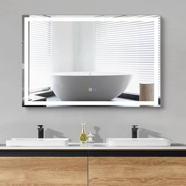 Maincraft 48 in. W x 32 in. H Rectangular Frameless LED Light Wall Mounted Bathroom Vanity Mirror in White