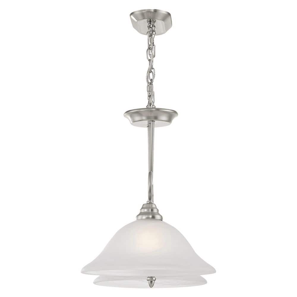 Elegant Brushed Nickel Island Light with White Alabaster Glass